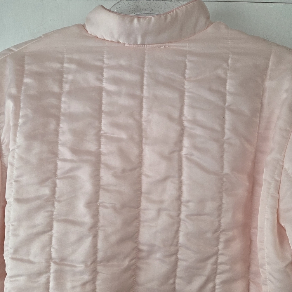 VINTAGE SEARS Pink Quilted Satin Bed Jacket Coquette Romantic - Picture 6 of 8